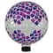 10" Purple, Pink & Silver Mosaic Floral Outdoor Garden Gazing Ball